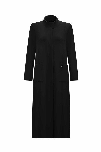 Miss Dalida Dk Yaka Uzun Triko Hırka BLACK - 1