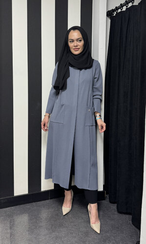 Miss Dalida Dk Yaka Uzun Triko Hırka Bullet - MİSS DALİDA