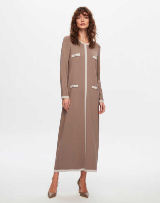 Miss Dalida Dört Düğmeli Uzun Triko Elbise MİNK - 2