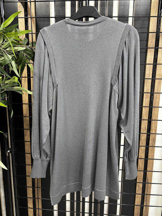 Miss Dalida Düğme Detaylı Balon Kollu Tunik Omera/Dark Grey - 8