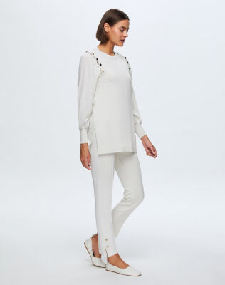 Miss Dalida Düğme Detaylı Balon Kollu Tunik Volo/Smoke