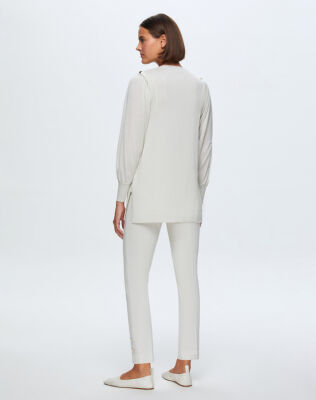 Miss Dalida Düğme Detaylı Balon Kollu Tunik Volo/Smoke - 3