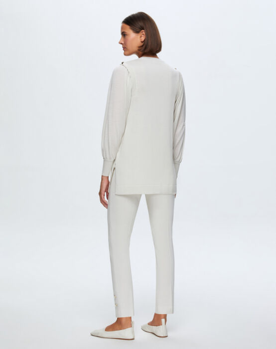 Miss Dalida Düğme Detaylı Balon Kollu Tunik Volo/Smoke - 3