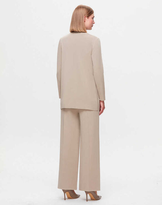 Miss Dalida Düğme Detaylı Bol Paça Pantolon Stone - 4