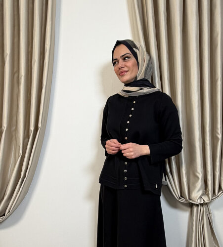 Miss Dalida Düğme Detaylı Triko Ceket BLACK 