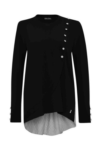 Miss Dalida Düğmeleri Ve Sırtı Poplin Triko Tunik BLACK 