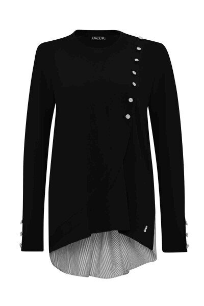 Miss Dalida Düğmeleri Ve Sırtı Poplin Triko Tunik BLACK - 1