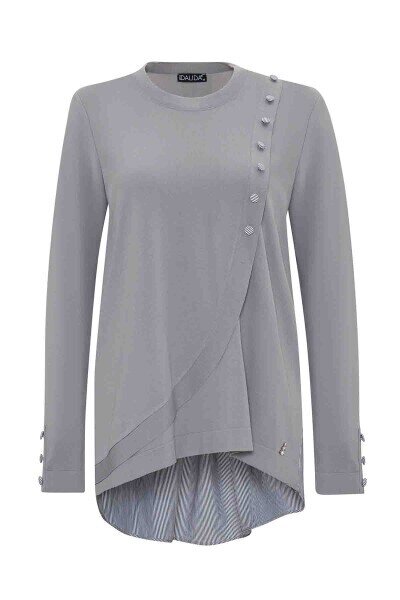 Miss Dalida Düğmeleri Ve Sırtı Poplin Triko Tunik Dark Grey - 1