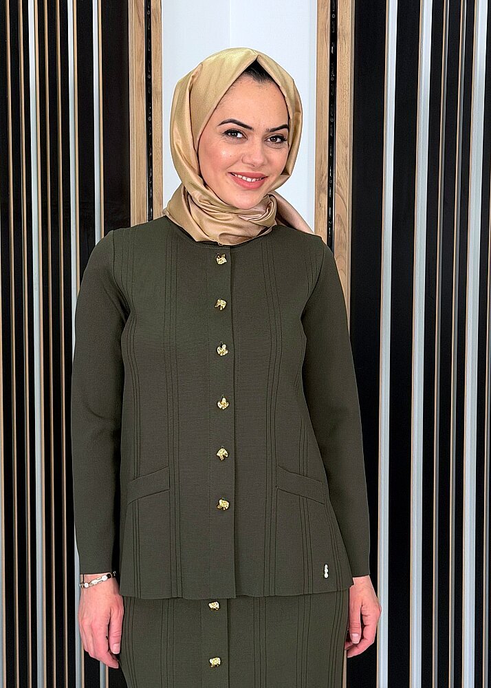 Miss Dalida Düğmeli Klasik Triko Ceket KHAKİ KHAKİ