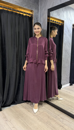 Miss Dalida Düz Kesim Cupro Etek Plum