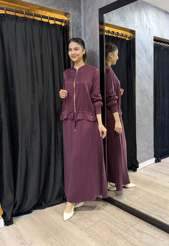Miss Dalida Düz Kesim Cupro Etek Plum - 2