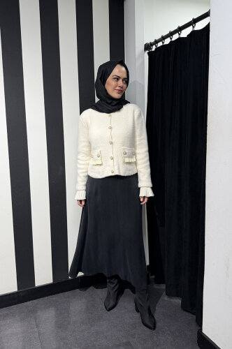 Miss Dalida Düz Renk A Kesim Cupra Etek BLACK