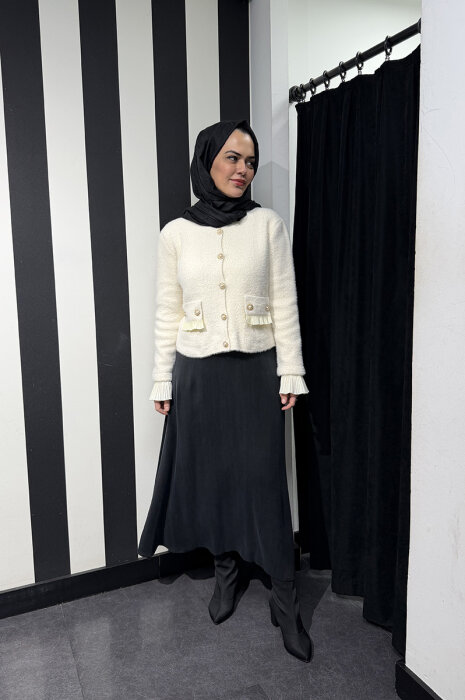 Miss Dalida Düz Renk A Kesim Cupra Etek BLACK - 1