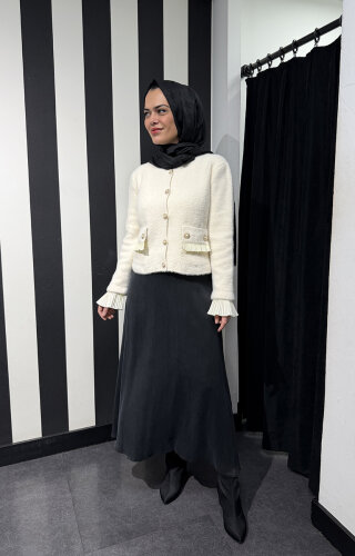 Miss Dalida Düz Renk A Kesim Cupra Etek BLACK - 4