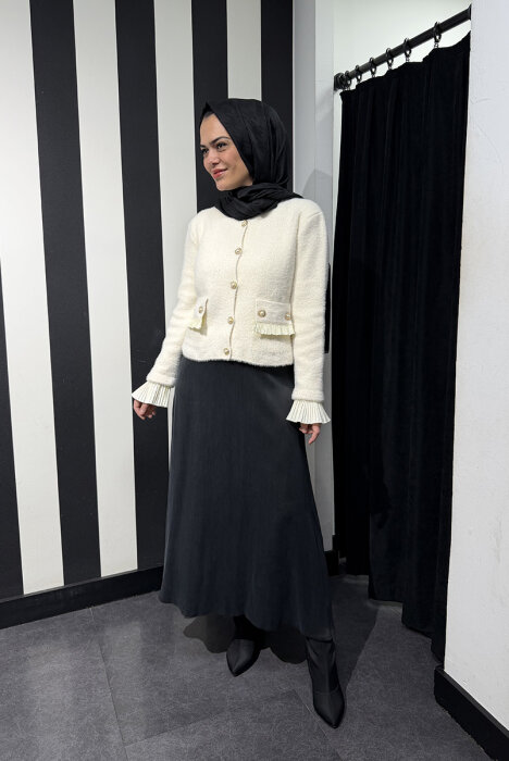 Miss Dalida Düz Renk A Kesim Cupra Etek BLACK - 5