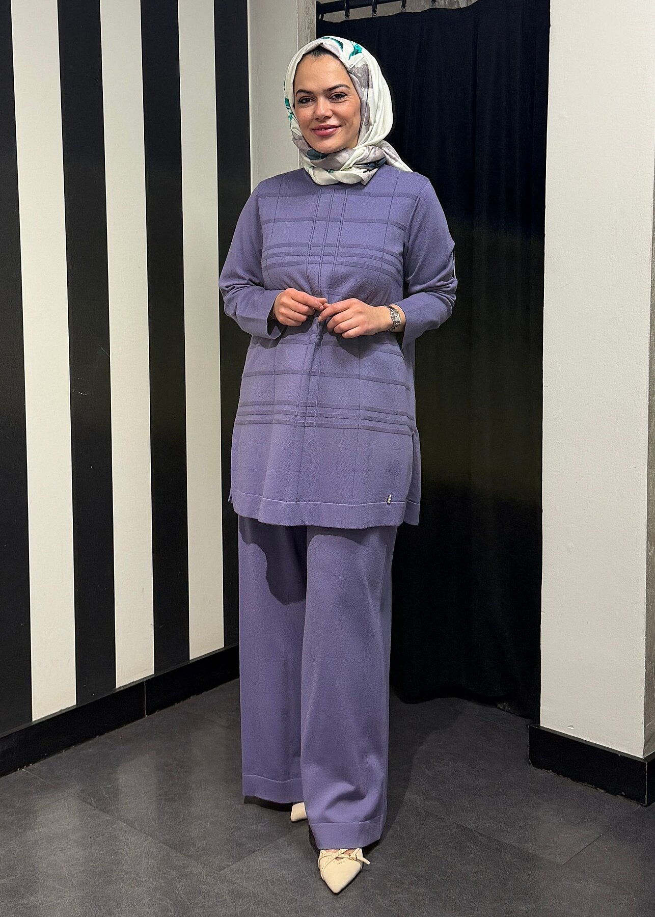 Miss Dalida Düz Renk Bol Paça Touch Me Pantolon LİLA - 3