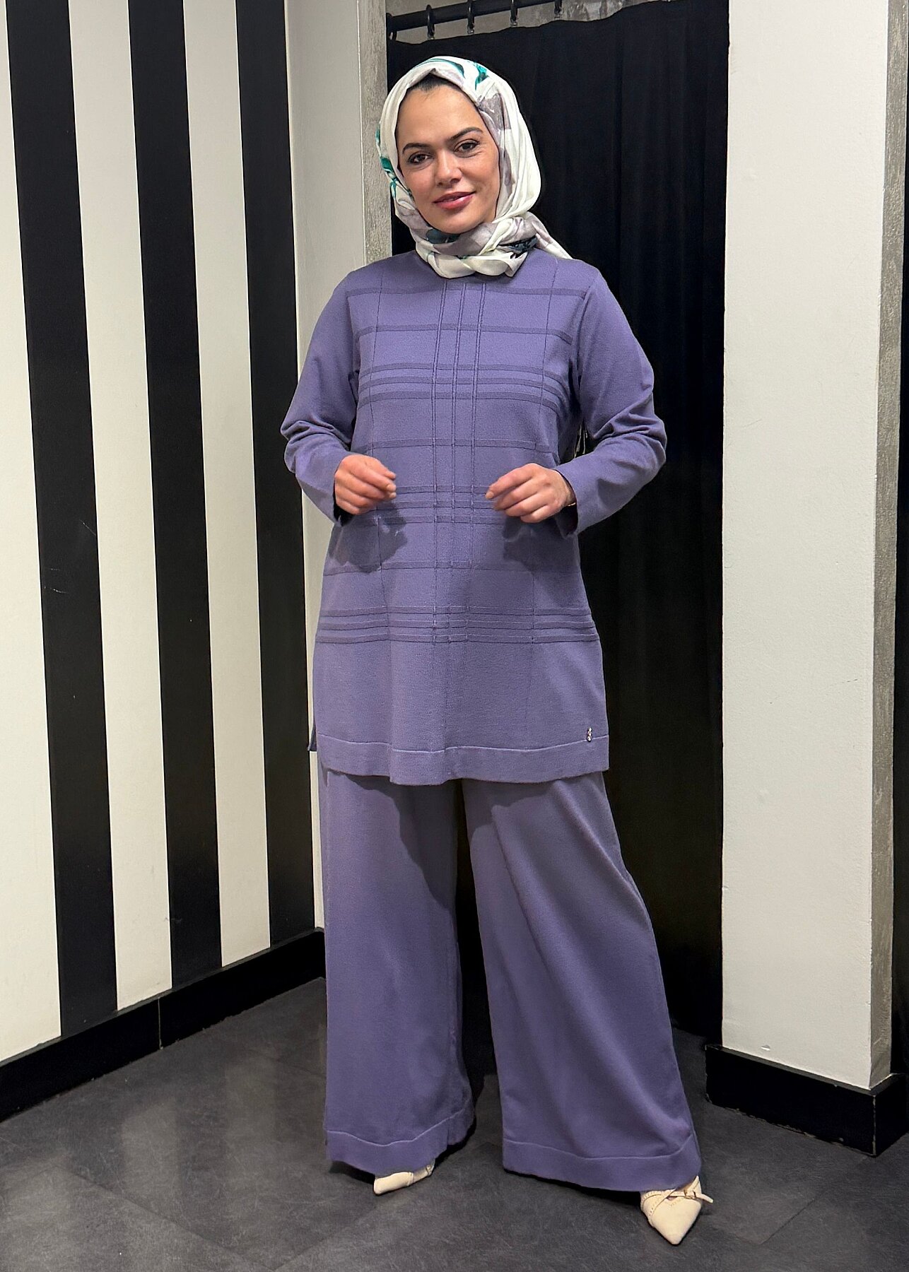 Miss Dalida Düz Renk Bol Paça Touch Me Pantolon LİLA - 5