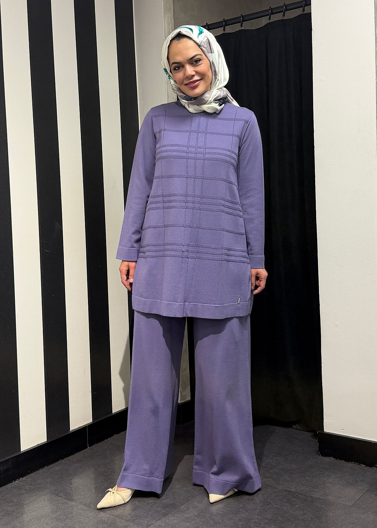 Miss Dalida Düz Renk Bol Paça Touch Me Pantolon LİLA - 7