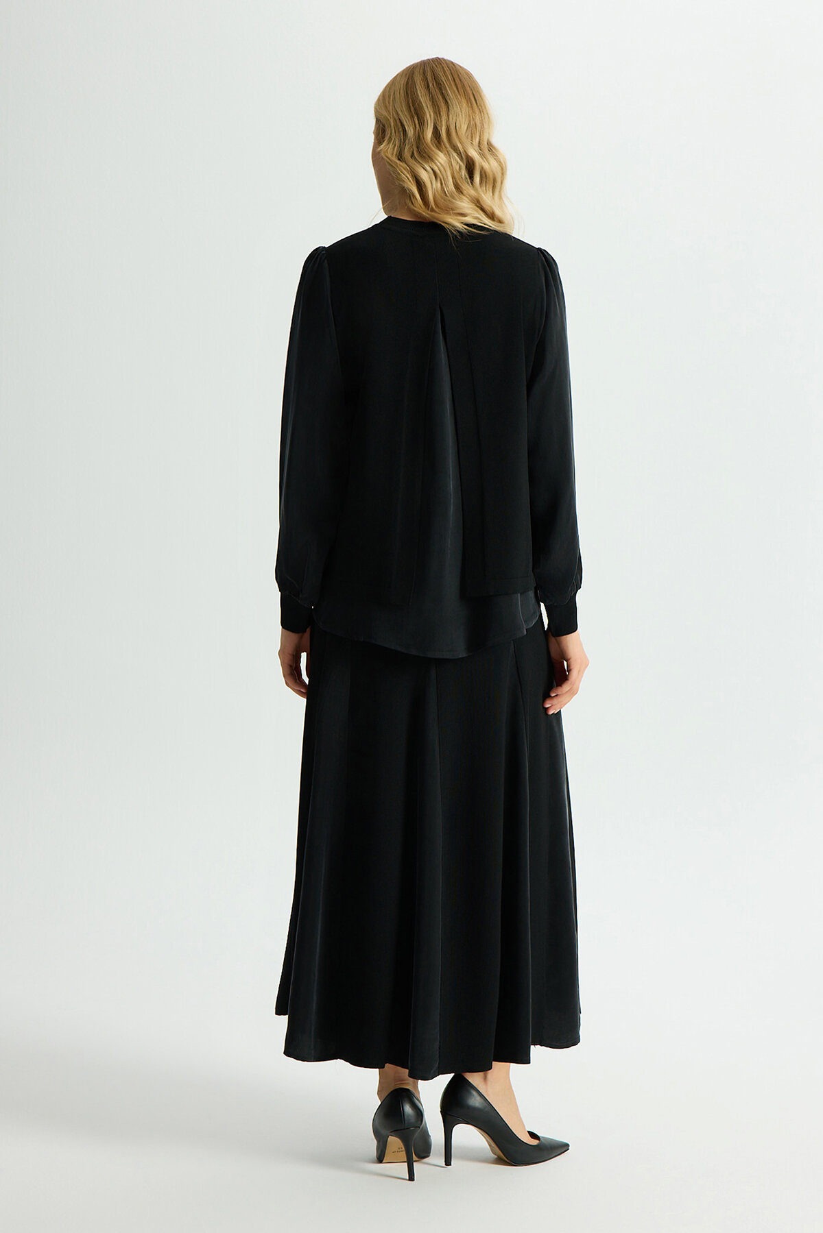 Miss Dalida Düz Renk Cupro Etek BLACK - 4