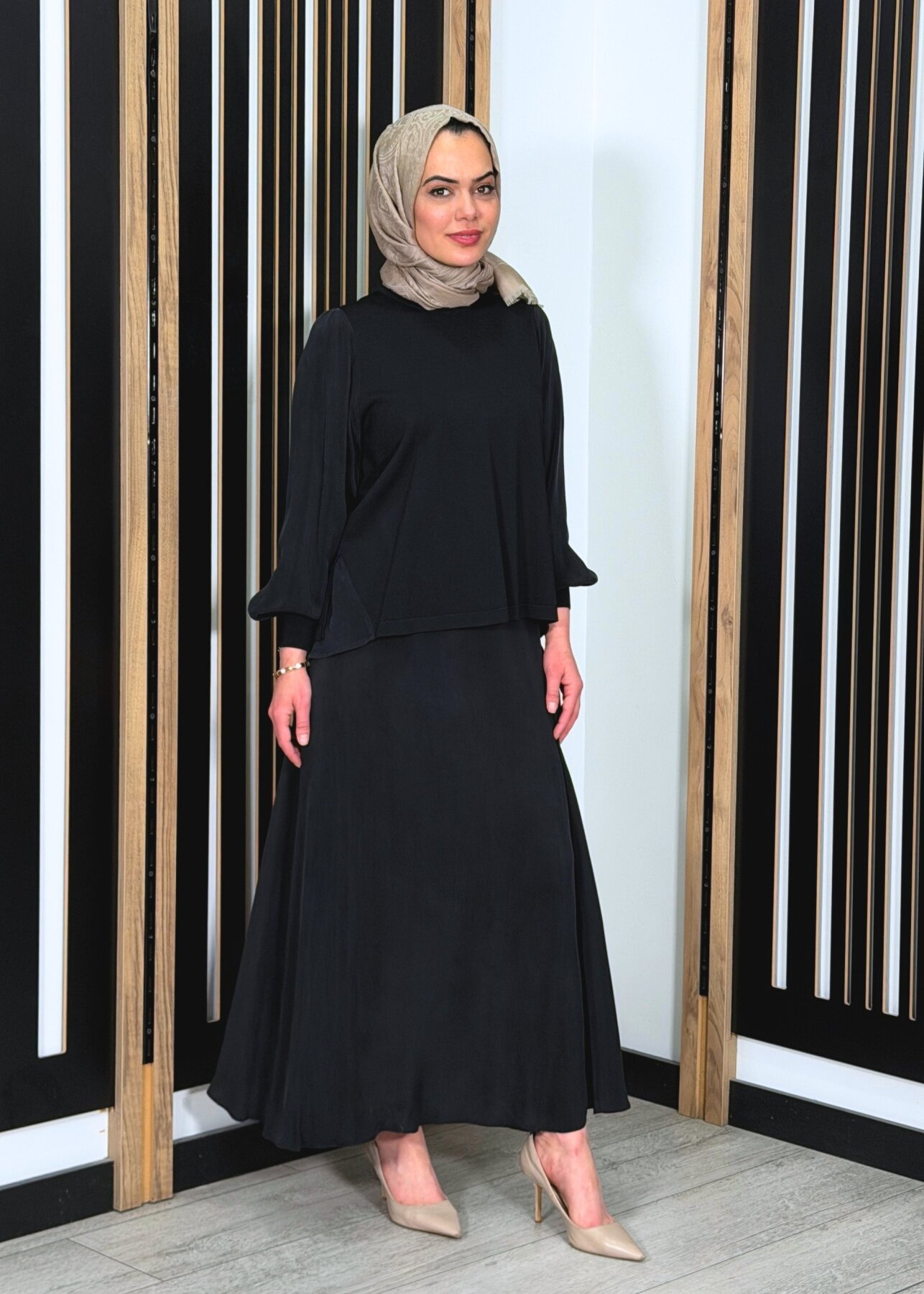 Miss Dalida Düz Renk Cupro Etek BLACK - 2