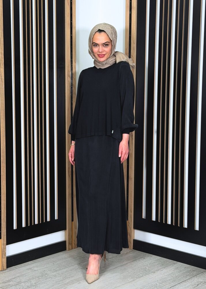 Miss Dalida Düz Renk Cupro Etek BLACK - 3