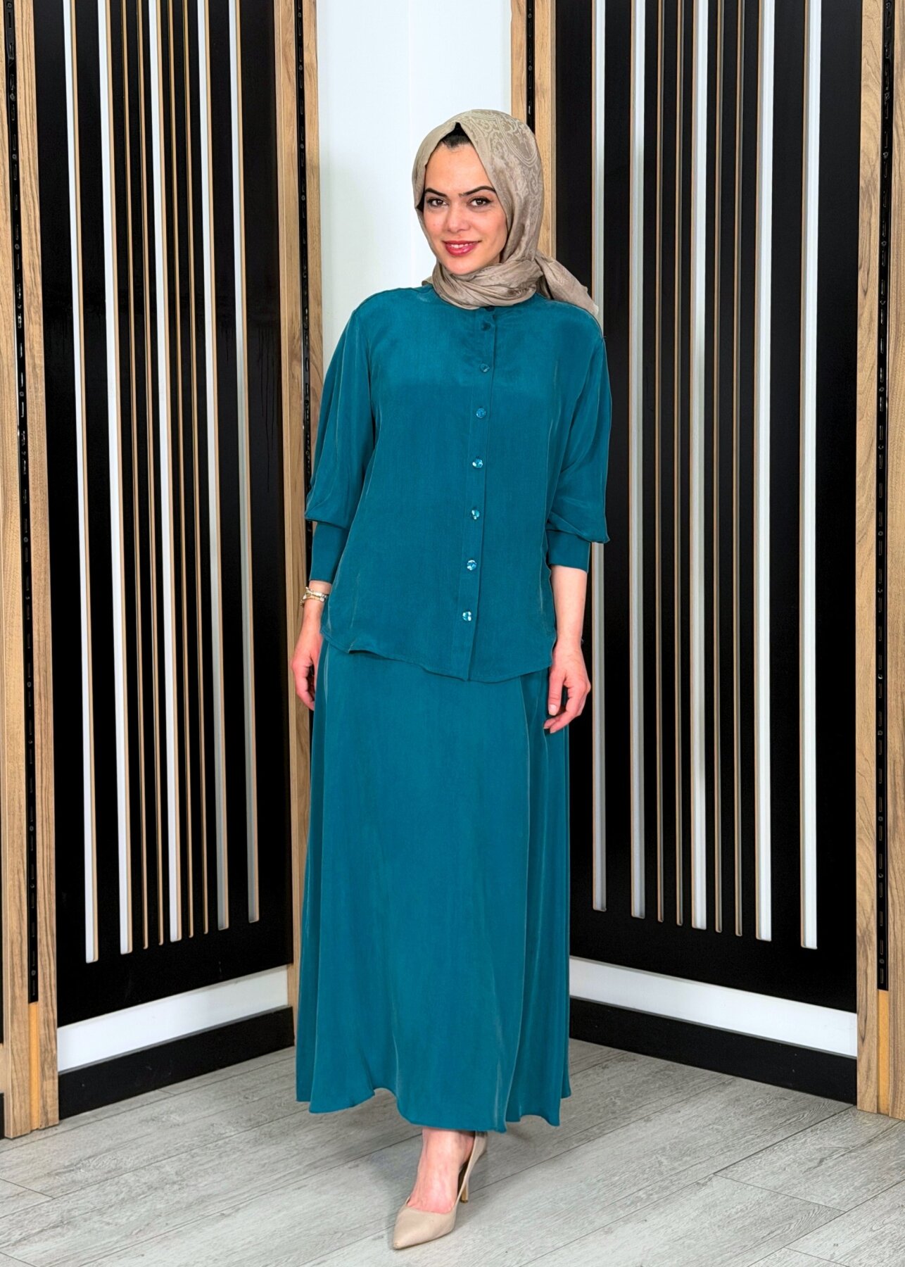 Miss Dalida Düz Renk Cupro Etek North Sea - 1