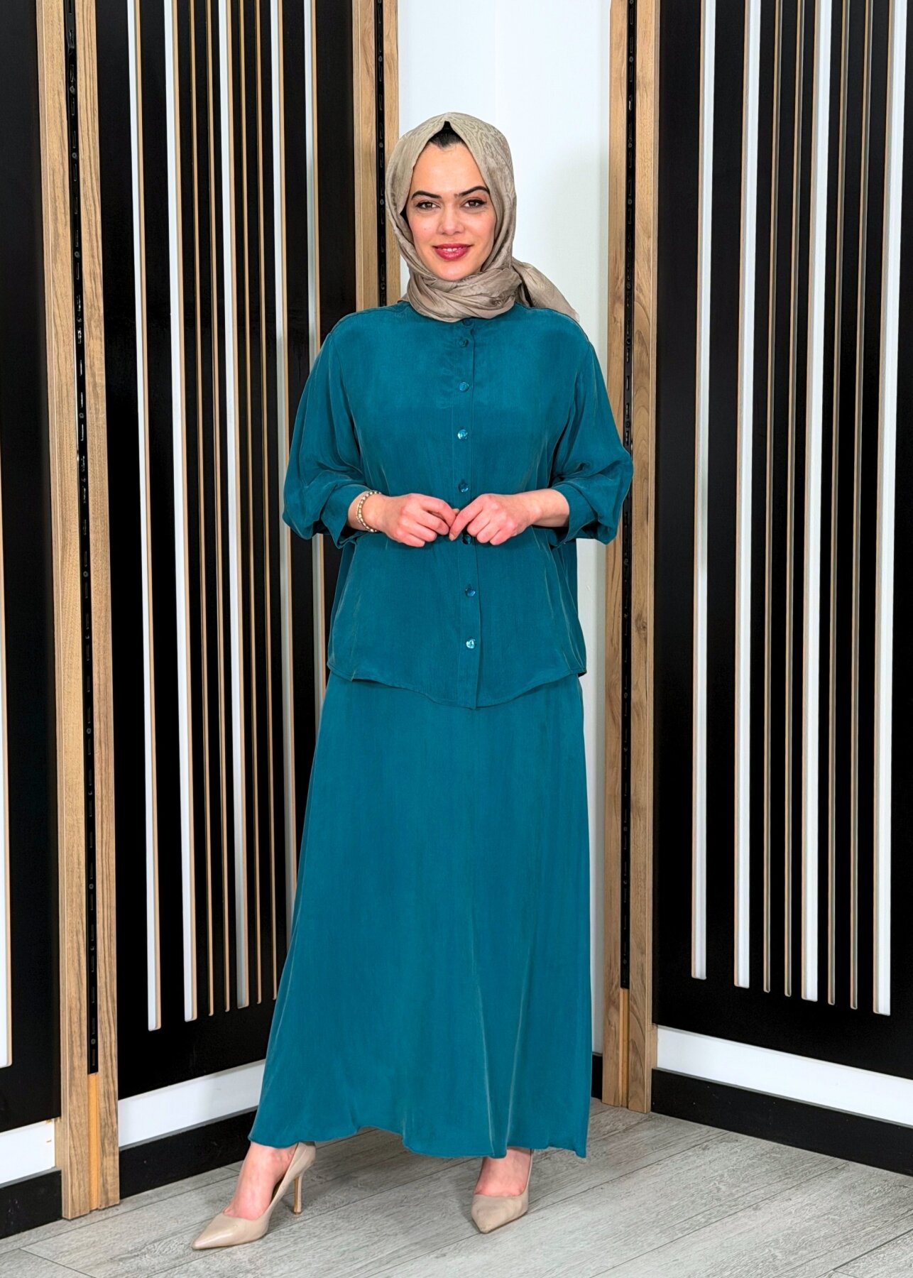 Miss Dalida Düz Renk Cupro Etek North Sea - 2