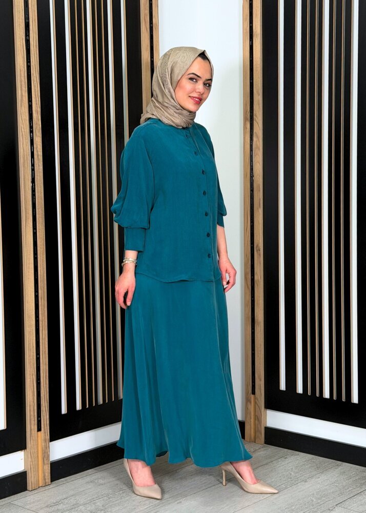 Miss Dalida Düz Renk Cupro Etek North Sea - 3