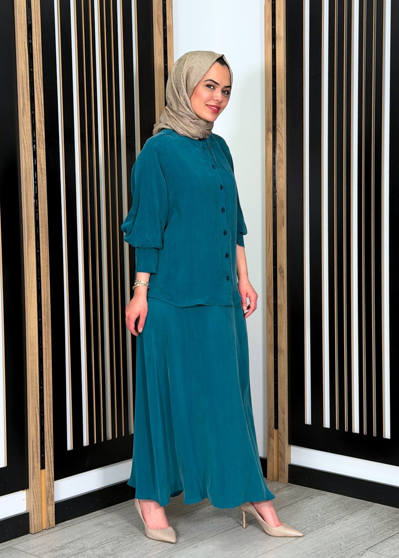 Miss Dalida Düz Renk Cupro Etek North Sea - 3