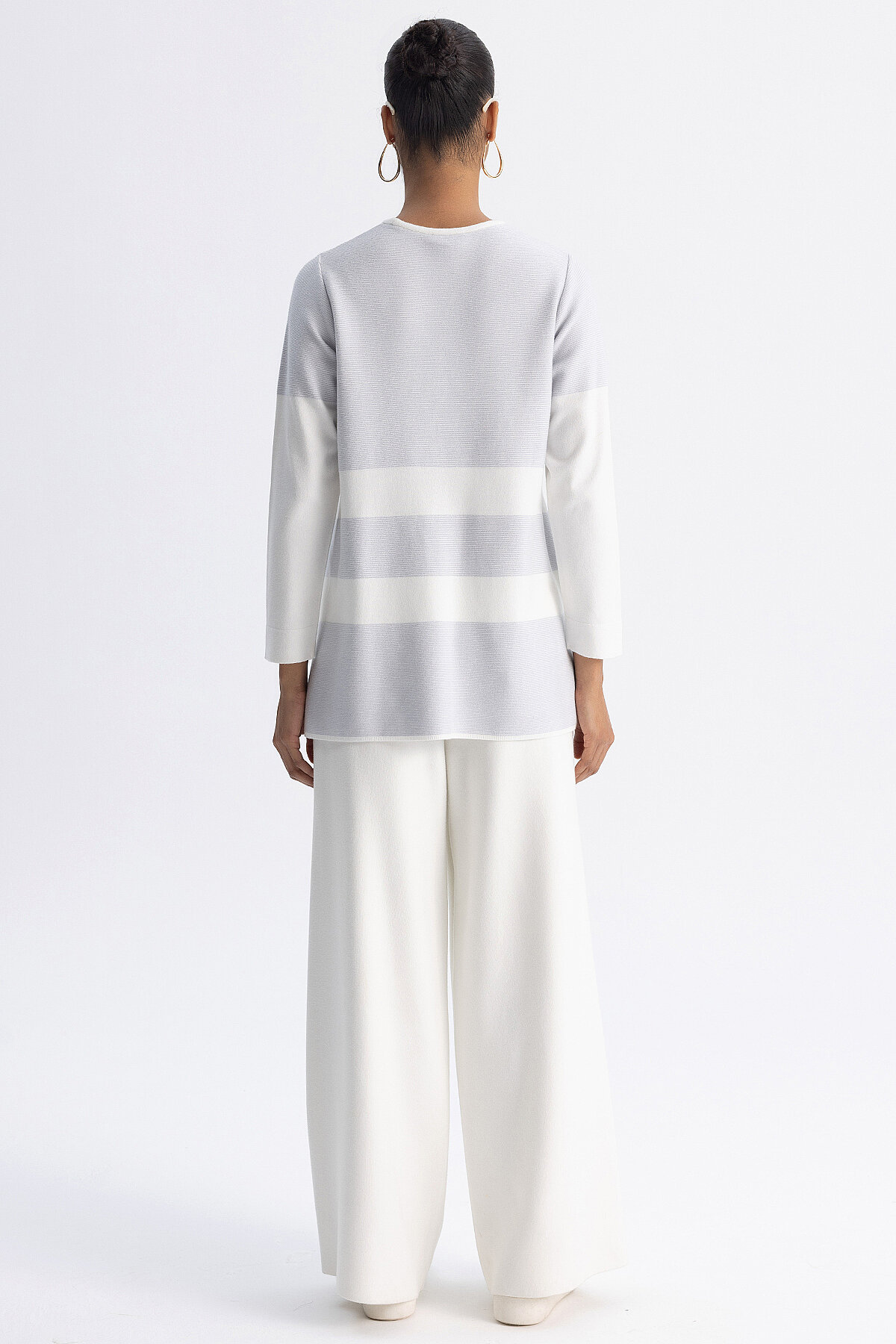 Miss Dalida Düz Renk Geniş Paça Touch Me Pantolon EKRU - 6
