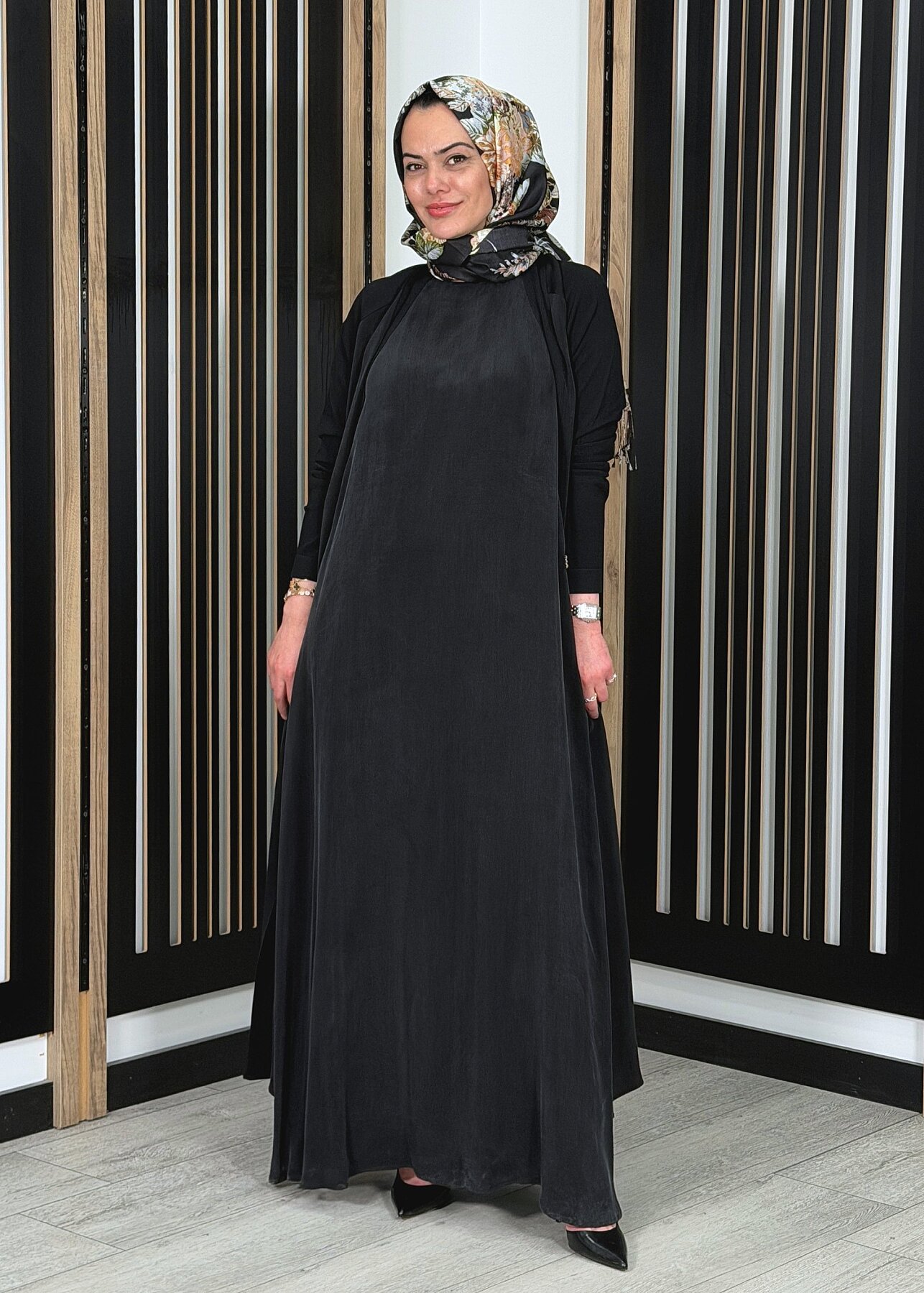 Miss Dalida Düz Renk Kolsuz Cupro Elbise SİYAH - 2