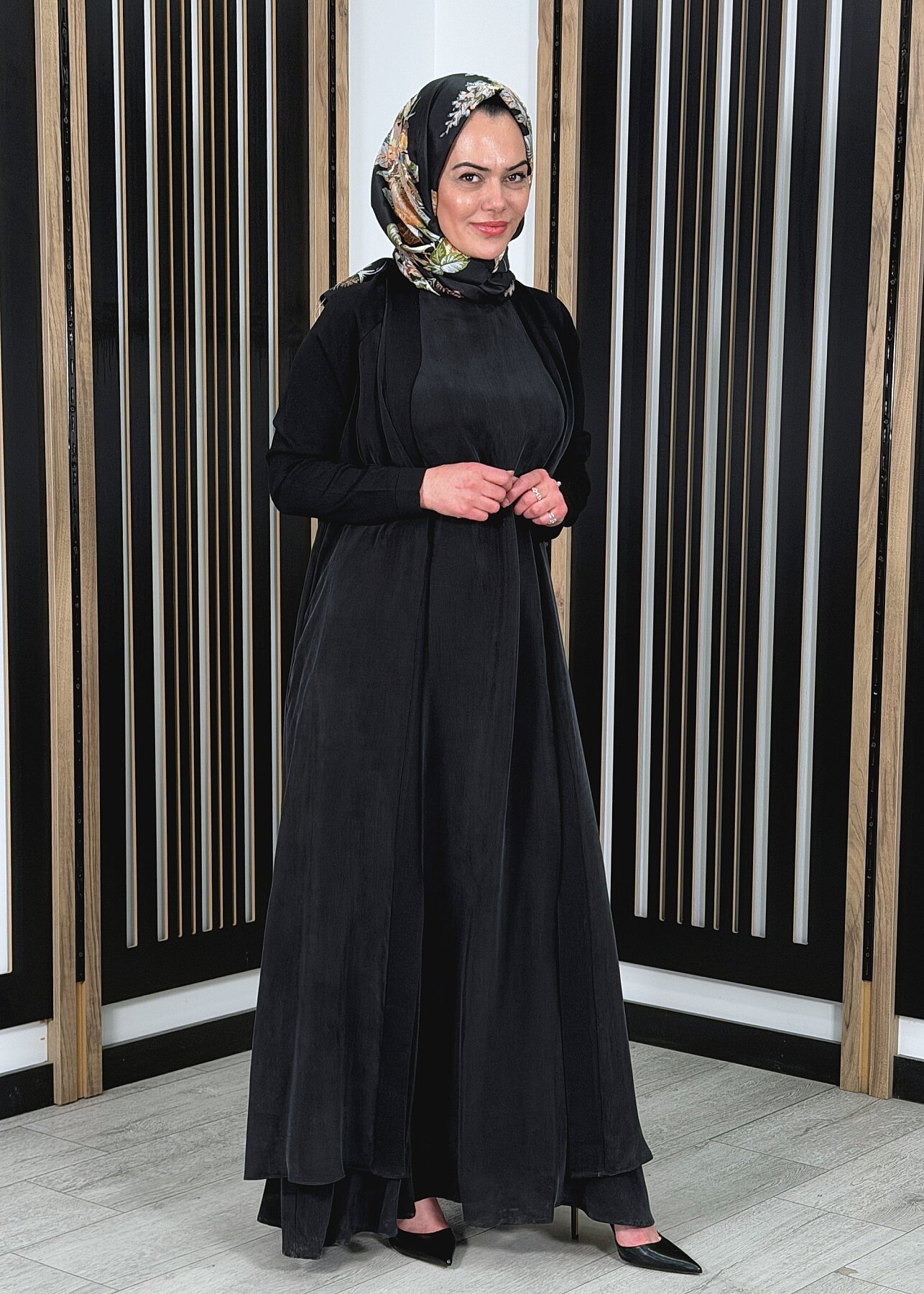 Miss Dalida Düz Renk Kolsuz Cupro Elbise SİYAH - 3