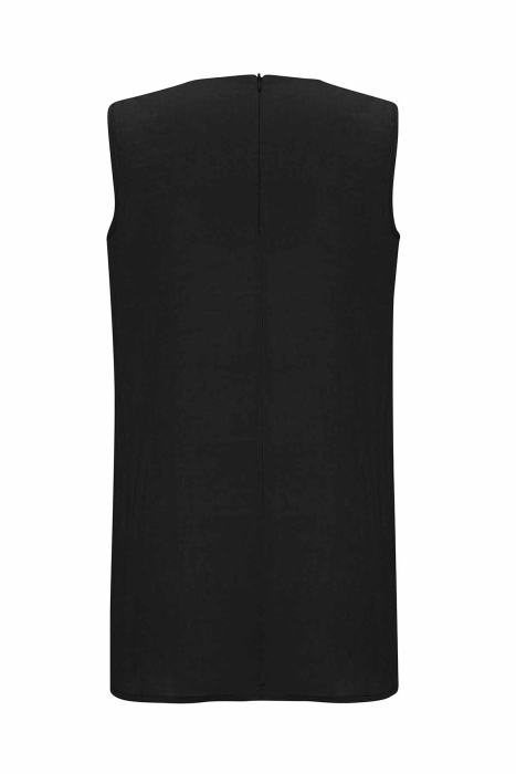 Miss Dalida Düz Renk Kolsuz Keten Tunik BLACK - 2