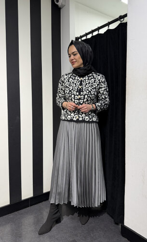 Miss Dalida Düz Renk Plise Etek ANTRASİT