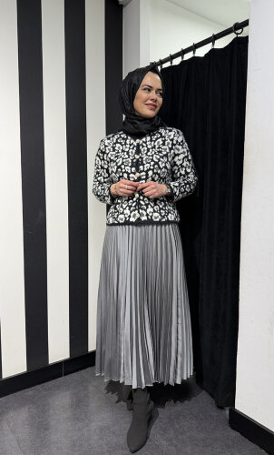 Miss Dalida Düz Renk Plise Etek ANTRASİT - 2