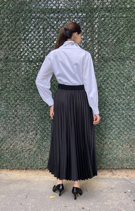 Miss Dalida Düz Renk Plise Etek BLACK - 4