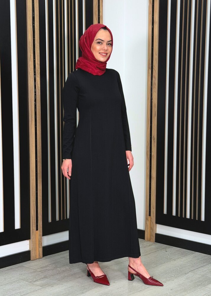 Miss Dalida Düz Renk Rahat Kalıp Elbise BLACK