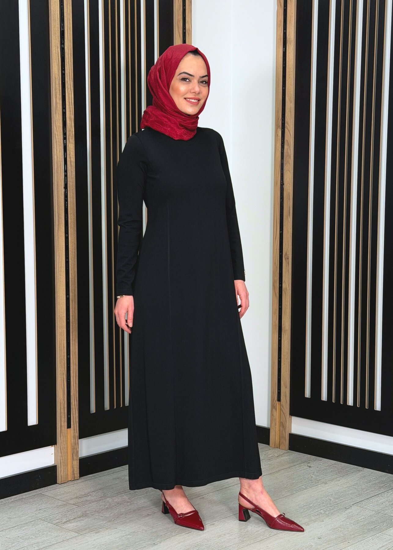 Miss Dalida Düz Renk Rahat Kalıp Elbise BLACK - 1