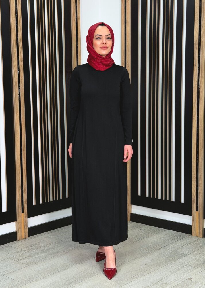 Miss Dalida Düz Renk Rahat Kalıp Elbise BLACK - 2