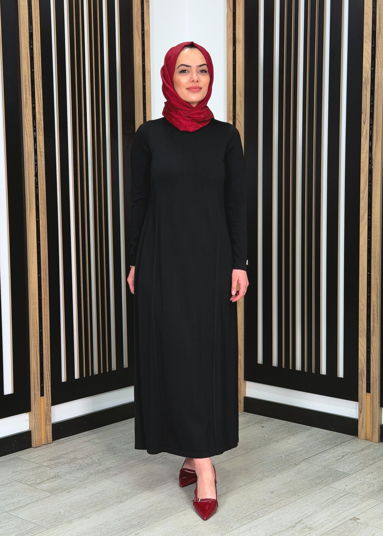 Miss Dalida Düz Renk Rahat Kalıp Elbise BLACK - 2