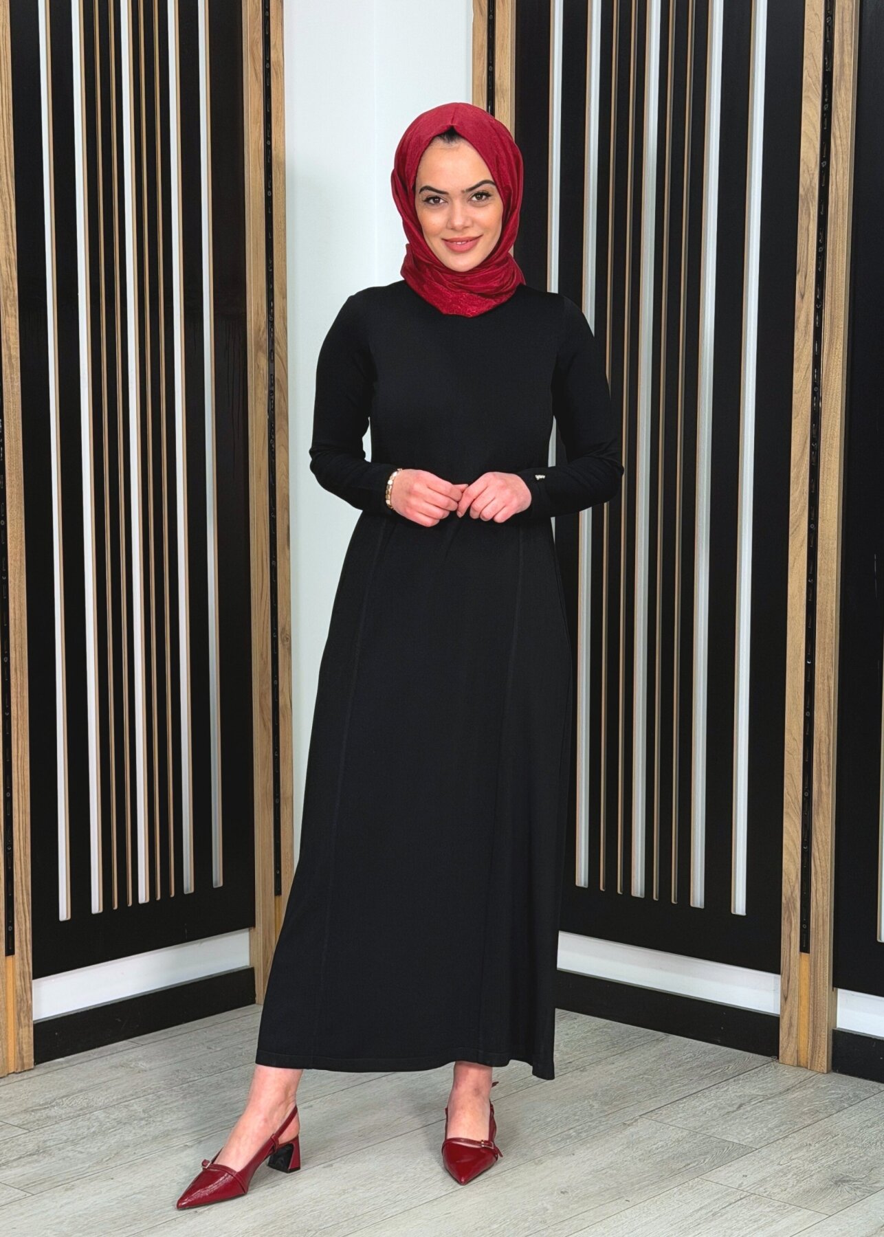 Miss Dalida Düz Renk Rahat Kalıp Elbise BLACK - 3