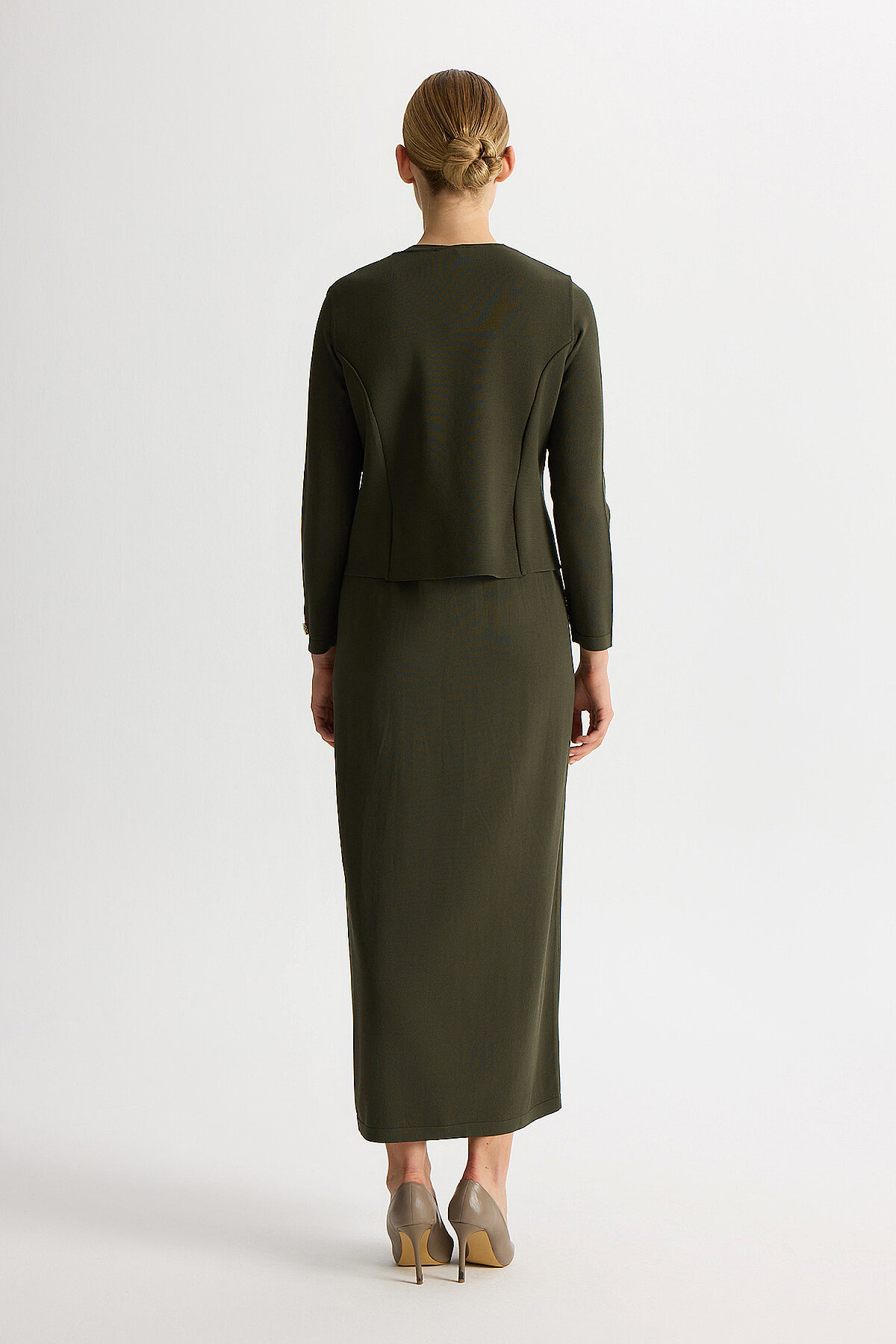 Miss Dalida Düz Renk Rahat Kalıp Elbise KHAKİ - 5