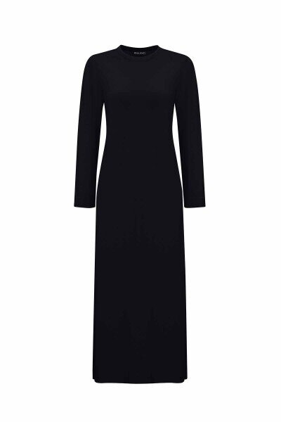 Miss Dalida Düz Renk Triko Elbise BLACK - 1
