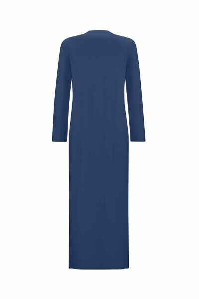 Miss Dalida Düz Renk Triko Elbise Navy Blue - 2