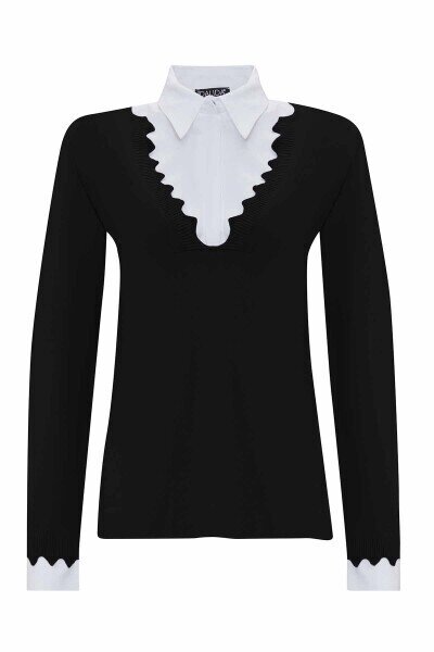 Miss Dalida Ekleme Kollu Triko Tunik BLACK - 1