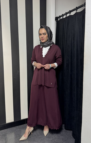 Miss Dalida Ekleme Kollu Triko Tunik BORDO - MİSS DALİDA