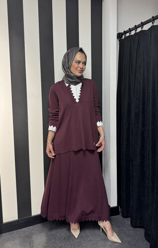 Miss Dalida Ekleme Kollu Triko Tunik BORDO - MİSS DALİDA (1)