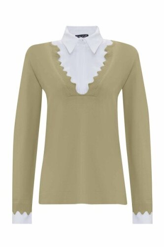 Miss Dalida Ekleme Kollu Triko Tunik olive 
