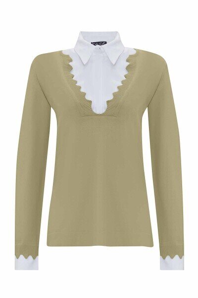 Miss Dalida Ekleme Kollu Triko Tunik olive - 1