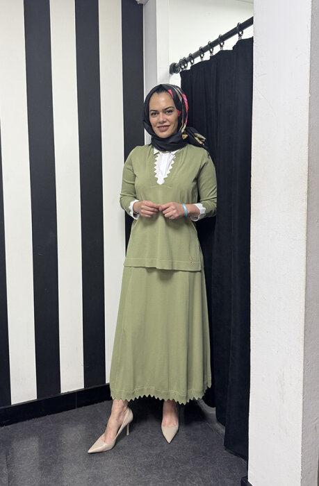 Miss Dalida Ekleme Kollu Triko Tunik olive - 1